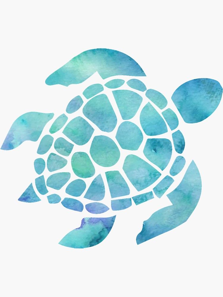 Sea Turtle Watercolor Blue