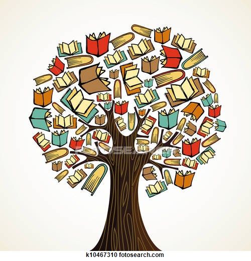 Education concept tree with books Clipart