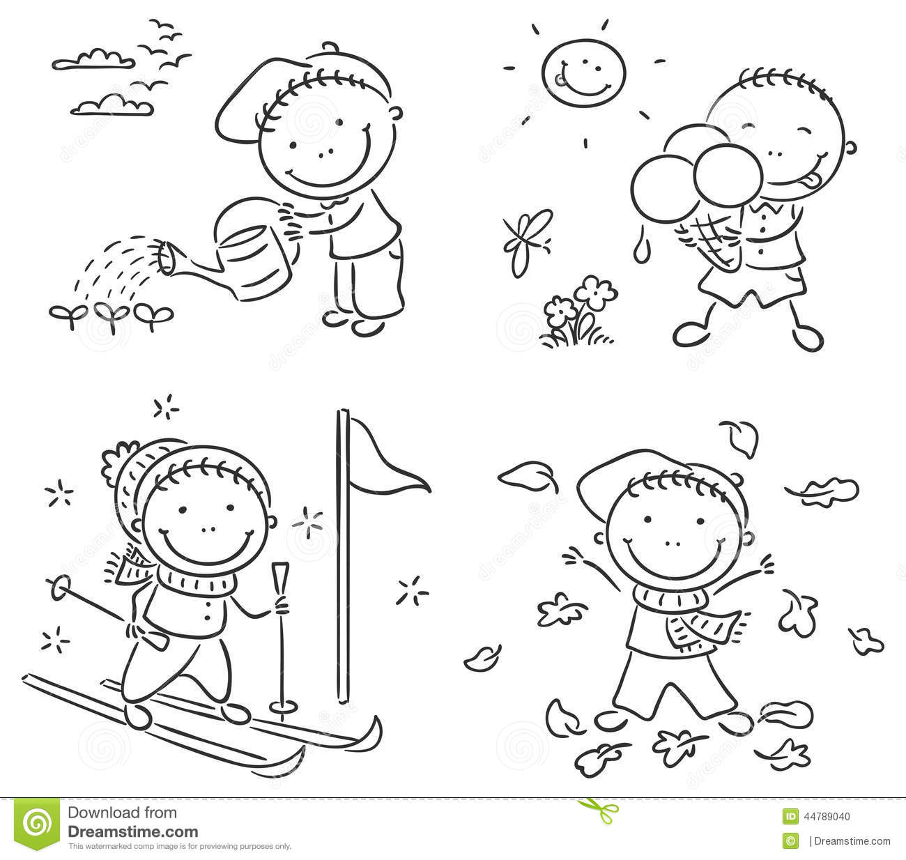 Seasons coloring pages boy