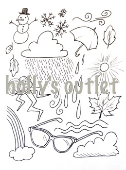 Seasons Coloring Page Clipart Editable Page Weather Fall Winter Spring  Summer