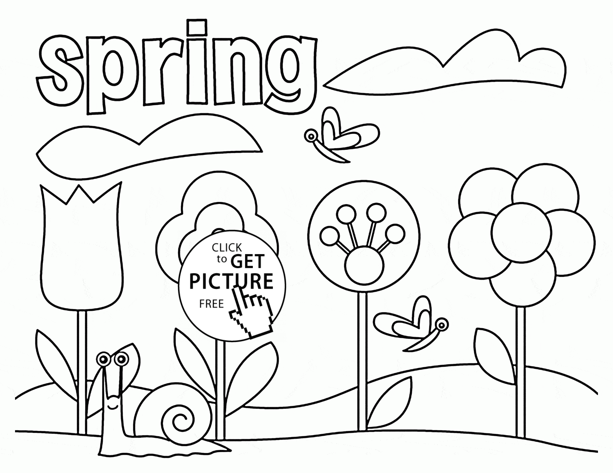 Spring coloring page for kids, seasons coloring pages
