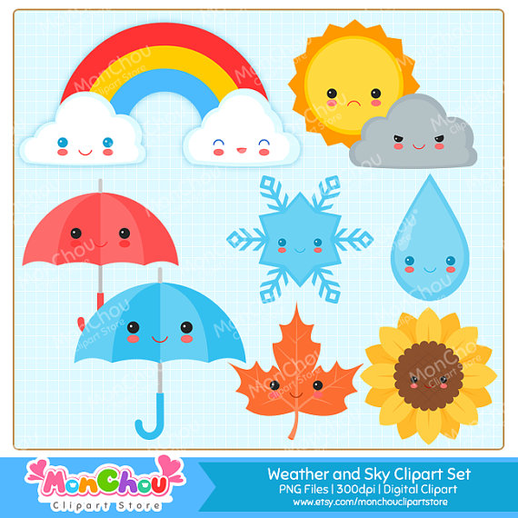 Cute Weather and Sky Clipart Set