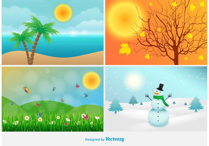 Four Seasons Landscape Illustrations