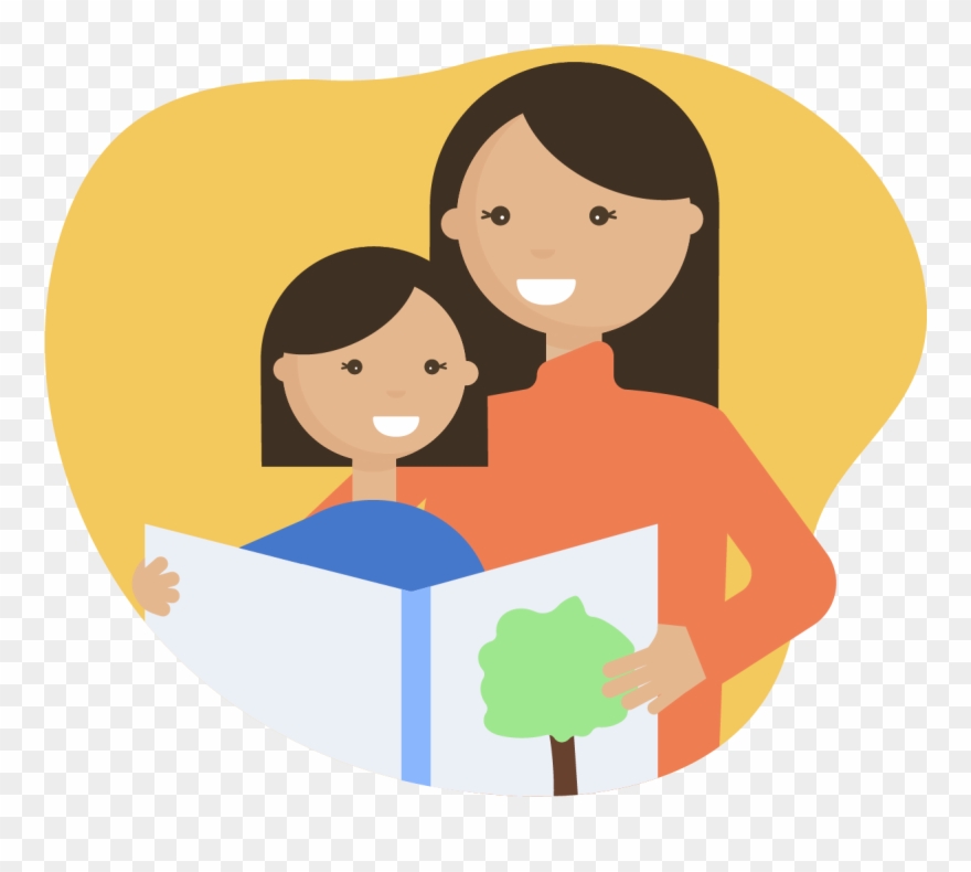 Mother Reading A Story Book To Young Daughter Clipart