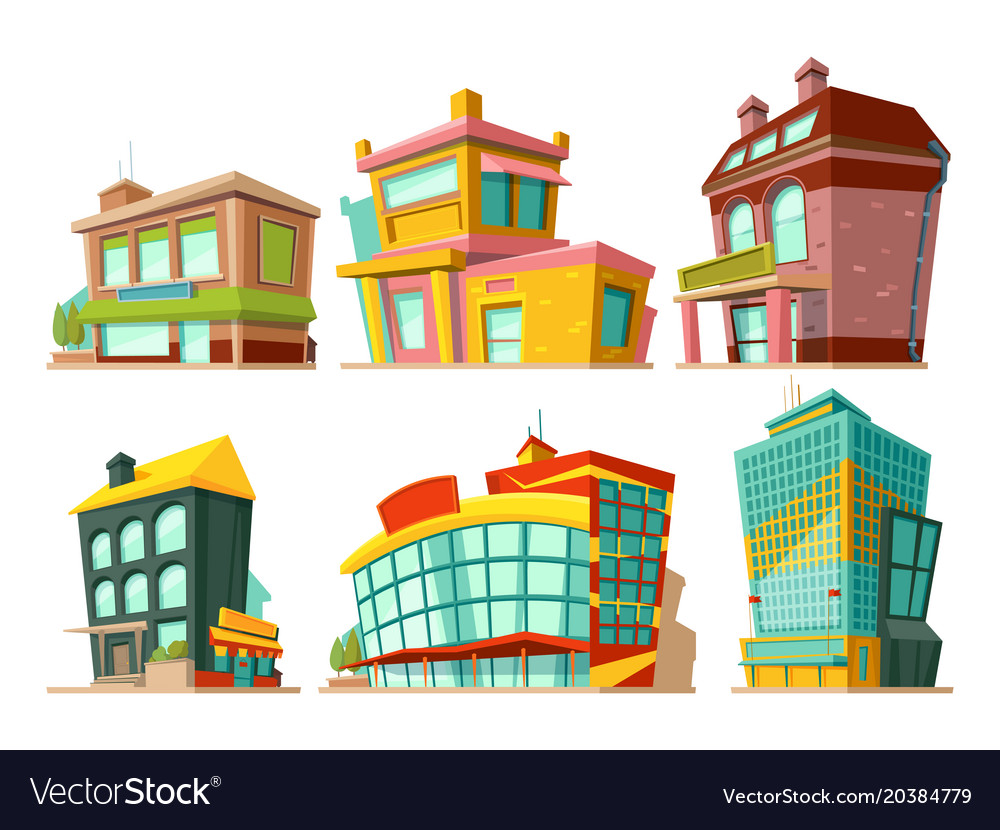 Cartoon buildings set