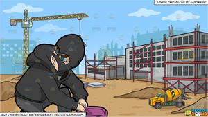 A Robber Trying To Steal An Item From A Bag and A Construction Site  Background
