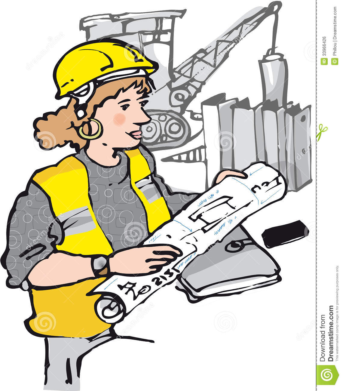 Female engineer clipart.