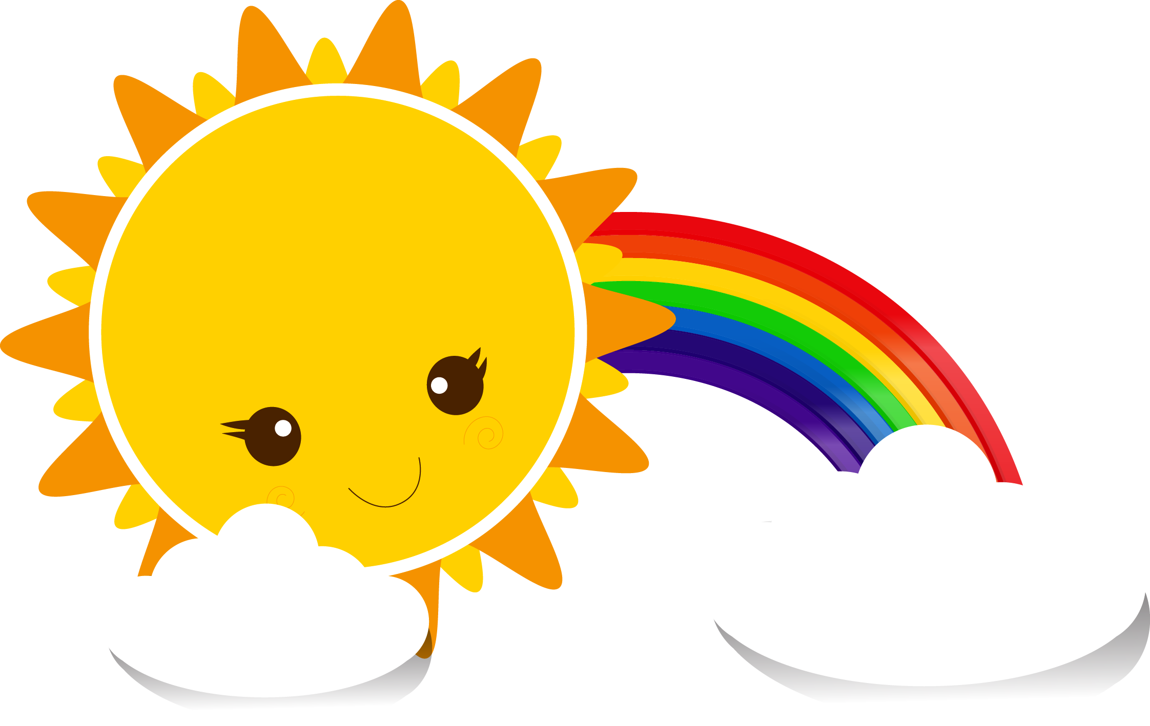 Download Rainbow Clouds Sun Sky Yellow Cartoon Clipart PNG