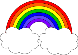 Rainbow and Smiling Clouds Clip Art