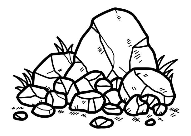 Stone black and white clipart
