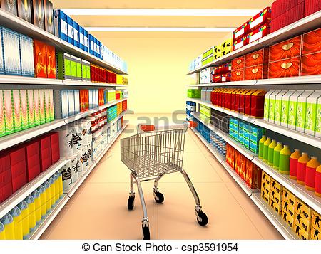 Supermarket rendered image.