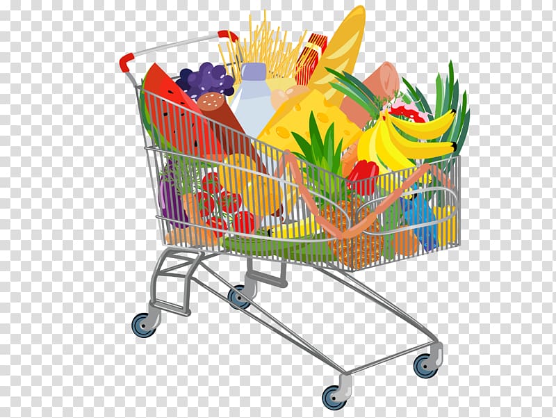 Grocery cart full of fruits, Shopping cart Supermarket