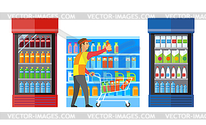 Supermarket Shop with Fridges and Drinks