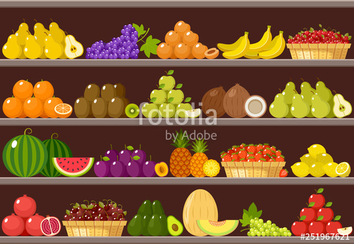 Counter with fruits.
