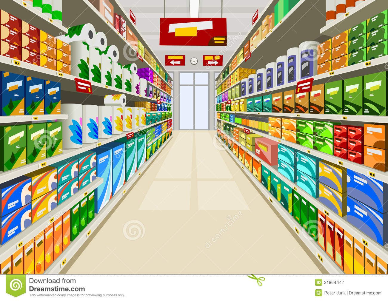 Supermarket stock illustrations.