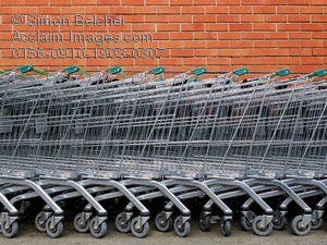 Shopping carts outside a supermarket clipart