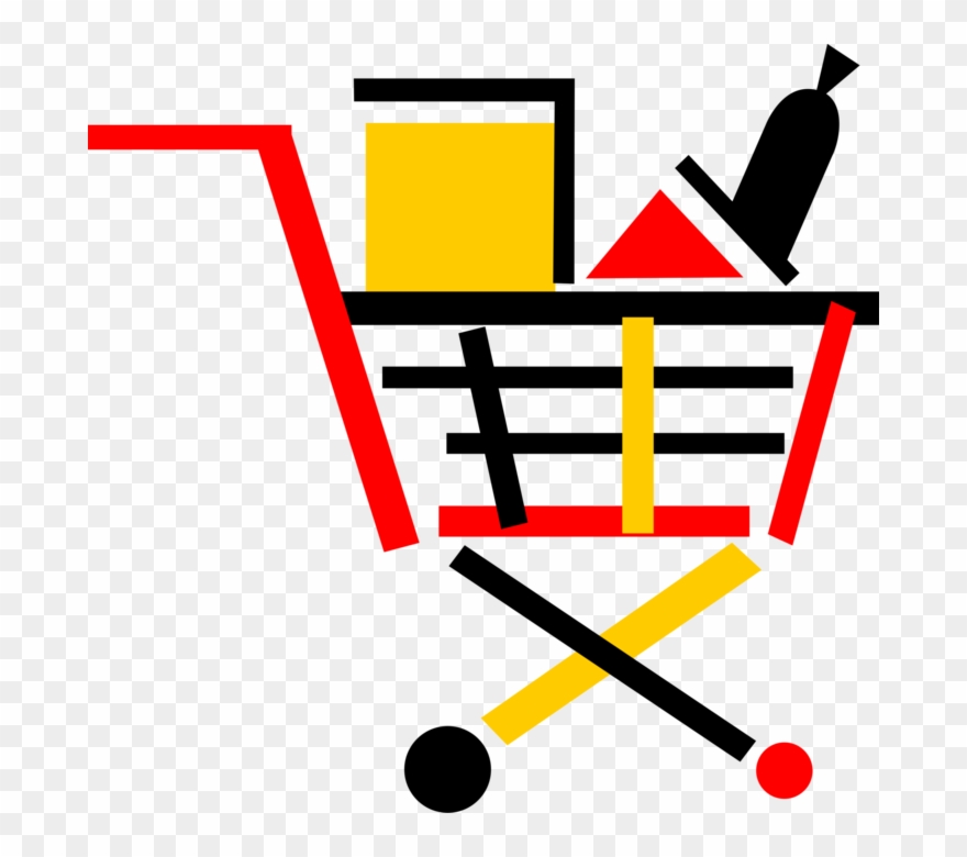 Vector Illustration Of Supermarket Grocery Store Shopping