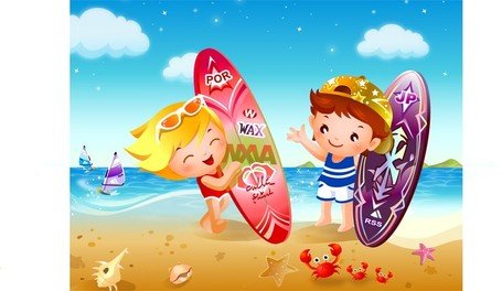 Free Children Beach Surfings Clipart and Vector Graphics