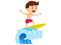 clipart surfing boy