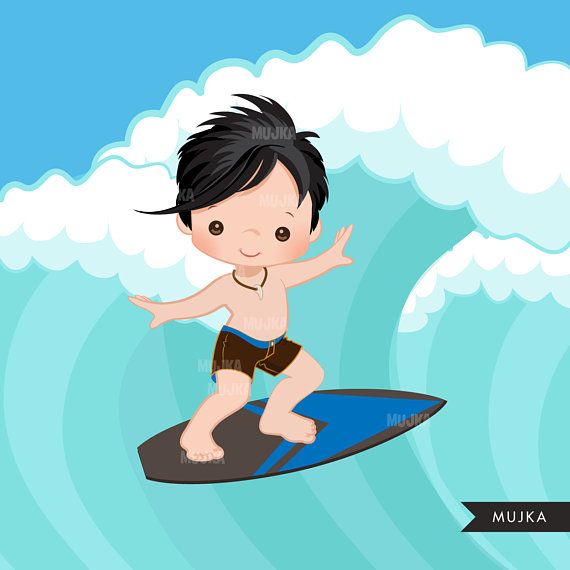 Surfer Boys clipart, surfing characters, african american
