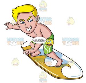 A Surfer Guy Riding With Thrill