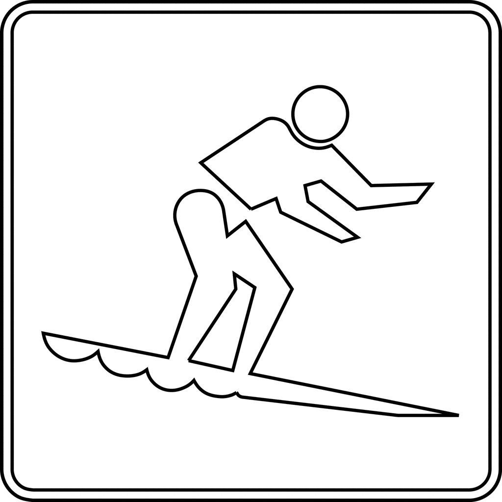 Surfing outline clipart.
