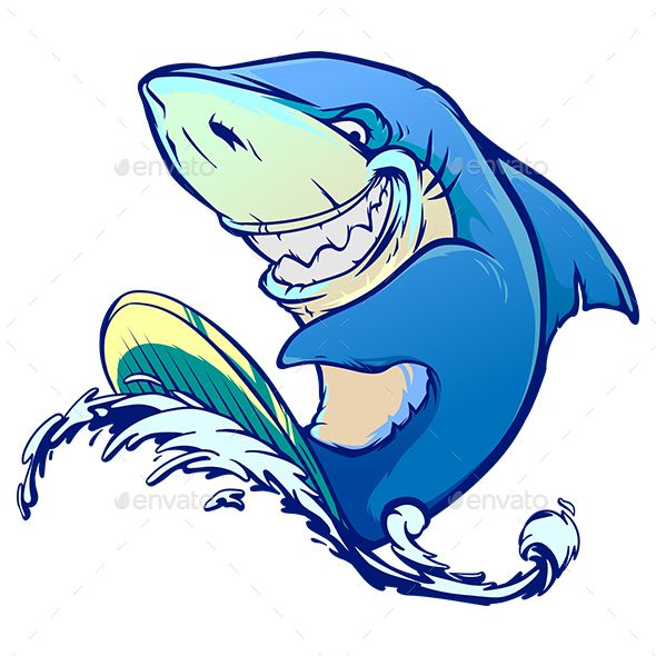 Cartoon Character Shark Surf Cartoon Character Shark Surf