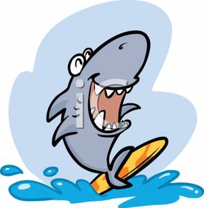A Surfing Shark Clip Art Image