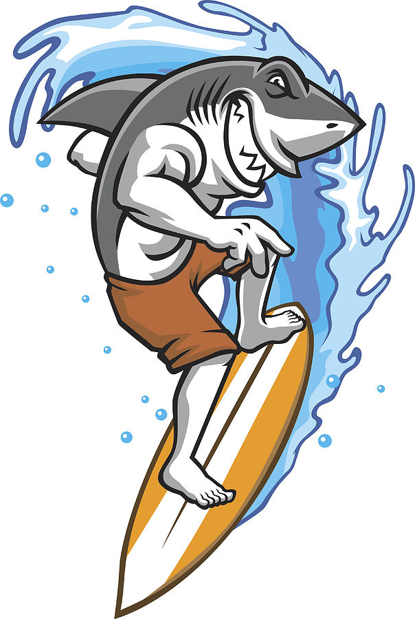 Surfing Shark by Bazzier
