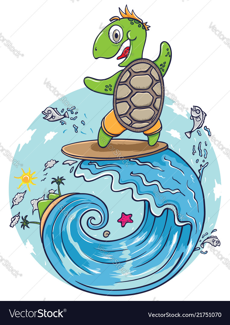 clipart surfing turtle