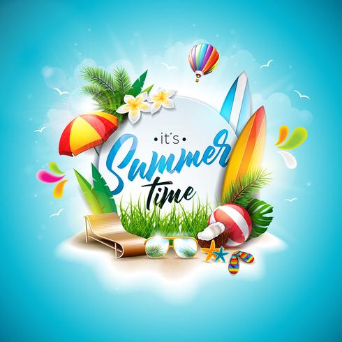 Vector Summer Time Holiday typographic illustration on