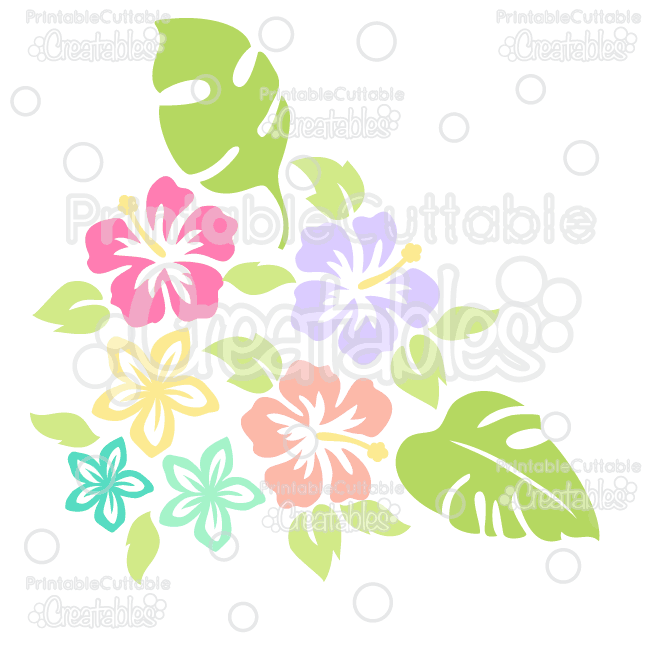 Tropical Flowers Silhouettes Free SVG Cut File