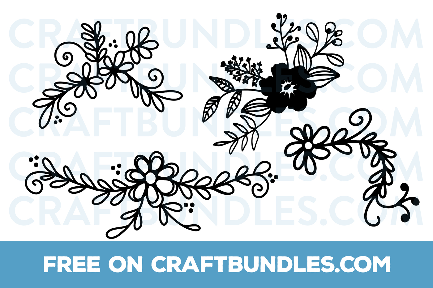FREE Floral Doodles SVG Cut File by CraftBundles