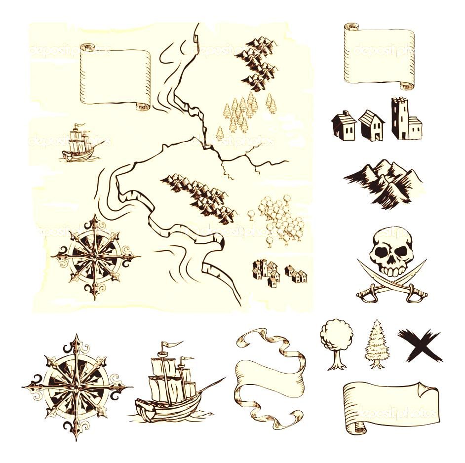 Treasure map symbols.