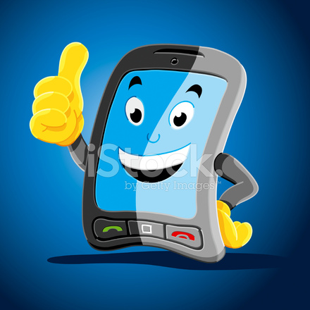Happy Cartoon Smart Phone Thumbs UP Stock Vector