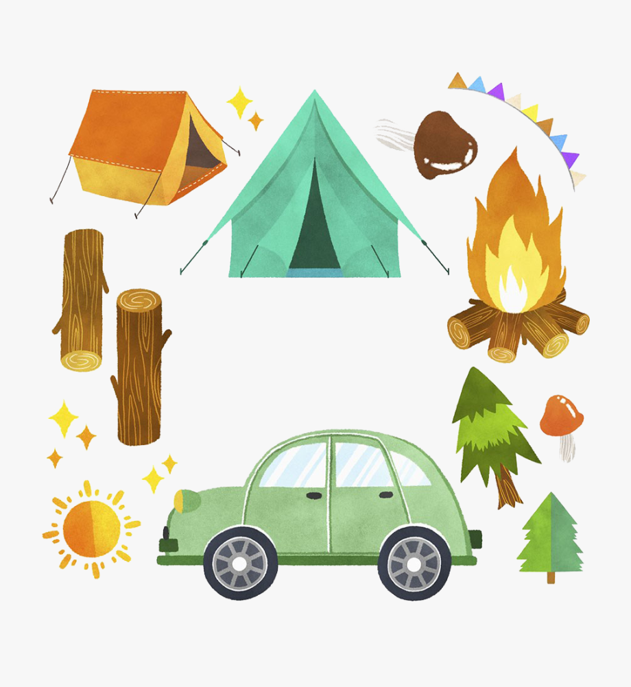 Tent campsite illustrations.