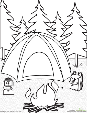 clipart tent camping colouring