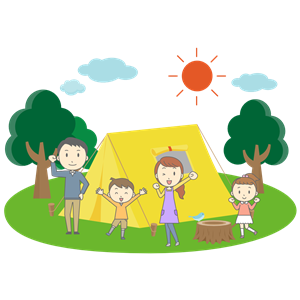 Family camping clipart.