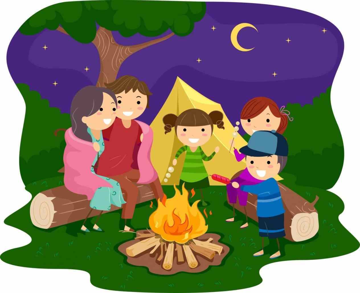 clipart tent camping family