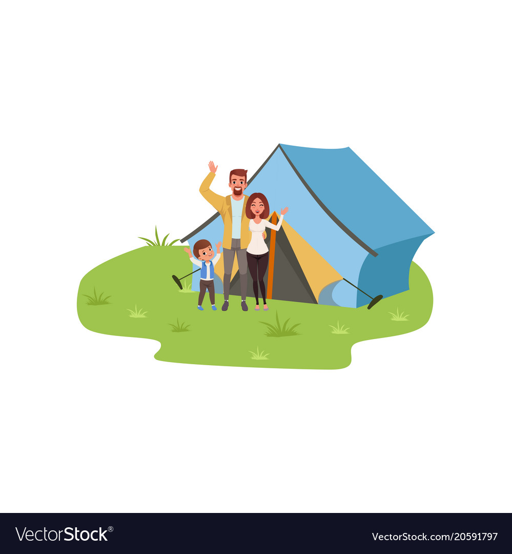 Family camping traveling and relaxing concept