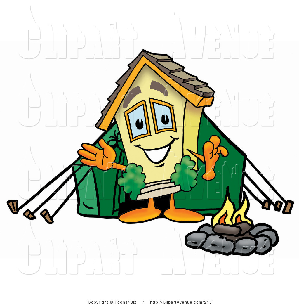 Avenue Clipart of a Home Mascot Cartoon Character Camping