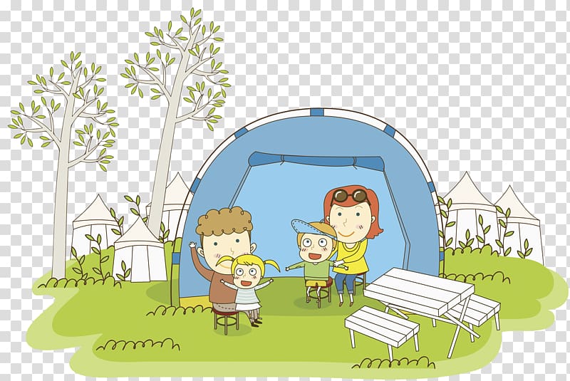 Tent camping illustration.