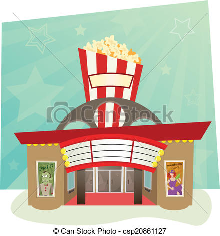 Movie theater building clipart