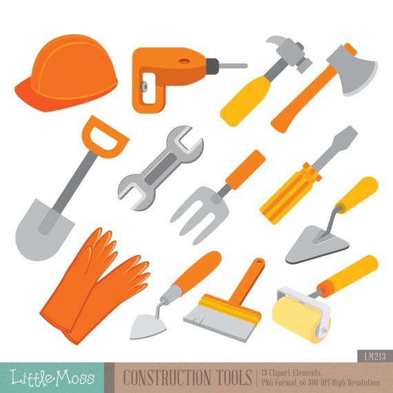 Construction Tools Digital Clipart in