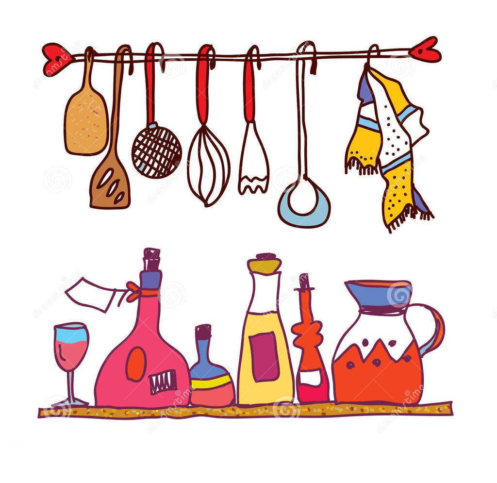 Cartoon kitchen tools.