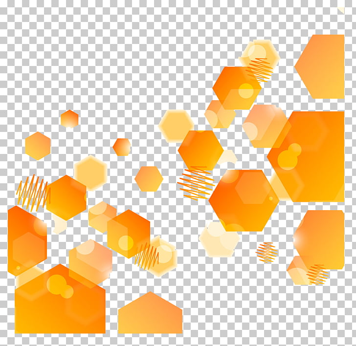 Abstract art Orange Hexagon, Orange translucent pattern