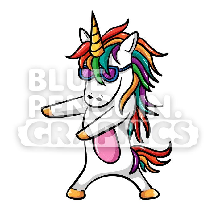 Unicorn Floss Dance Vector Cartoon Clipart Illustration