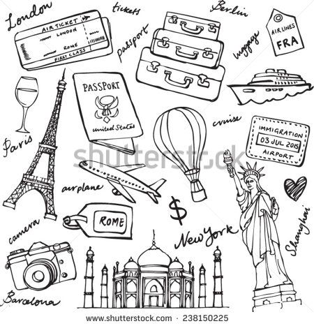 Travel theme doodle.