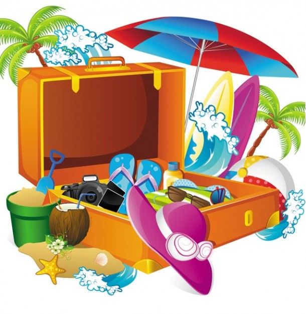 Packing for a tropical vacation illustration