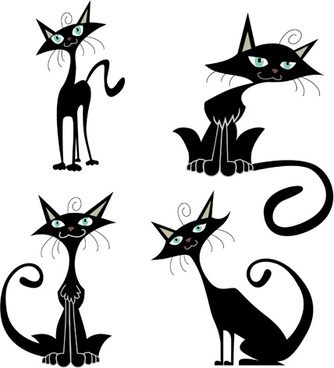 Black cat clip art free vector download